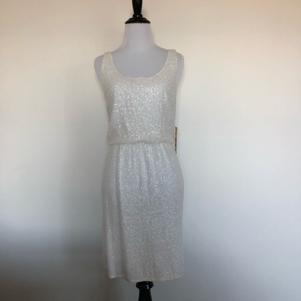 Alice & Olivia NWT White sequined tank dress